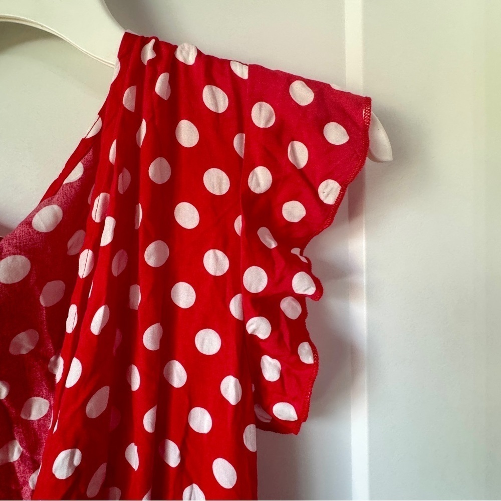 GRECERELLE Women’s V-Neck Wrap Maxi Dress 2XL Red & White Polka Dot Boho NWT - Picture 10 of 14